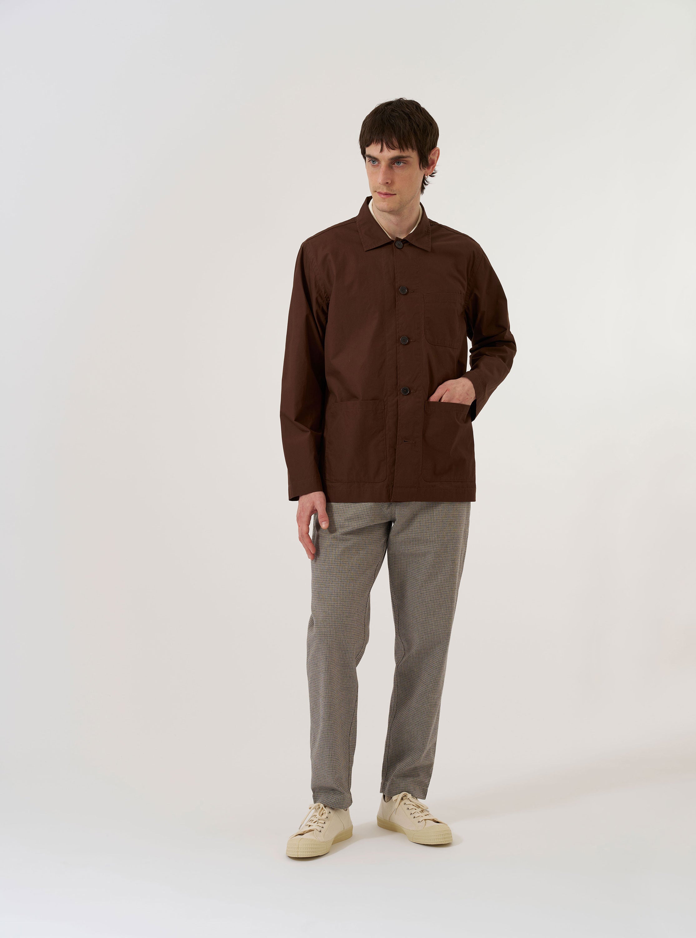 Men's Brown Peached Poplin Bakers Overshirt – Universal Works
