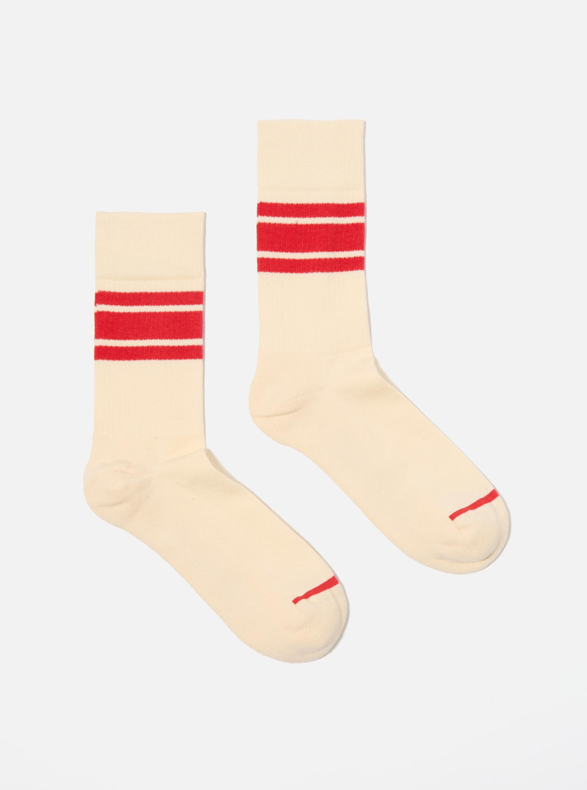 Topologie x Universal Works Ecru/Red Cotton Rib Sport Sock