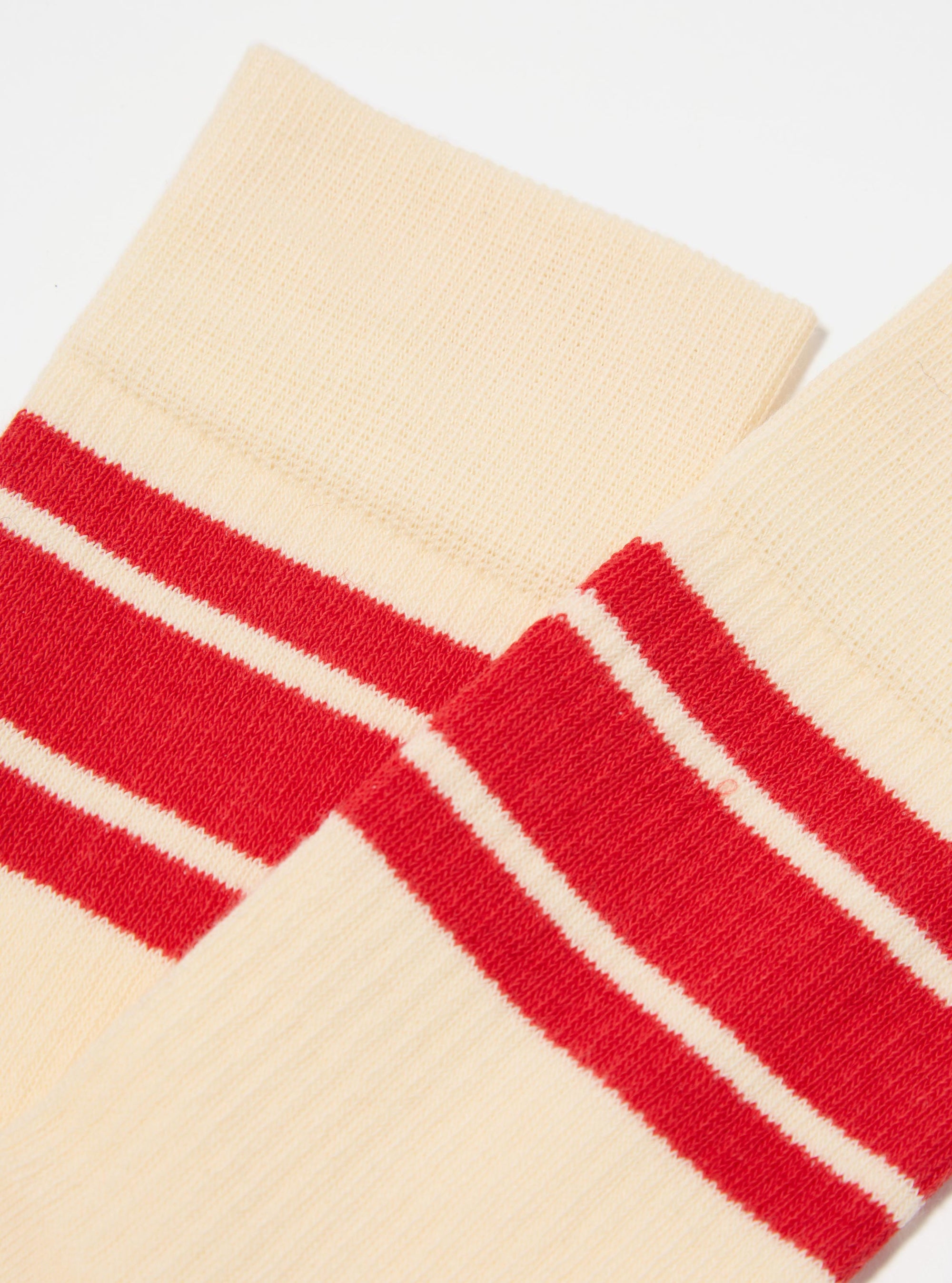 Topologie x Universal Works Ecru/Red Cotton Rib Sport Sock