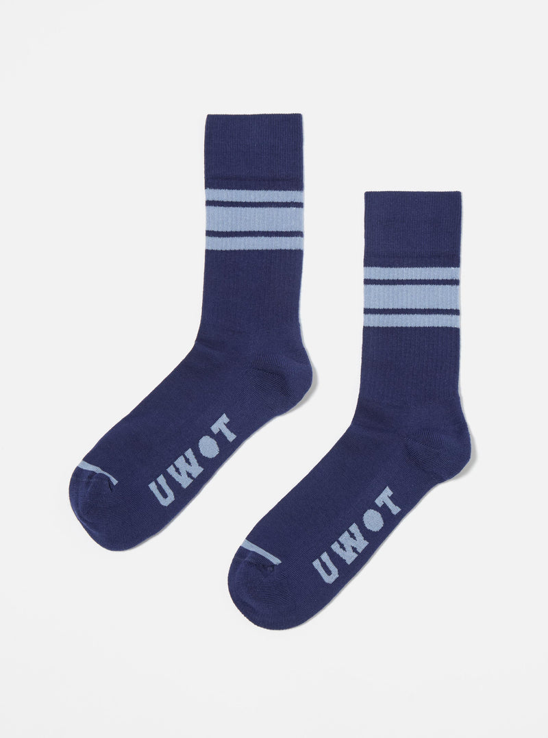 Topologie x Universal Works Navy/Blue Cotton Rib Sport Sock