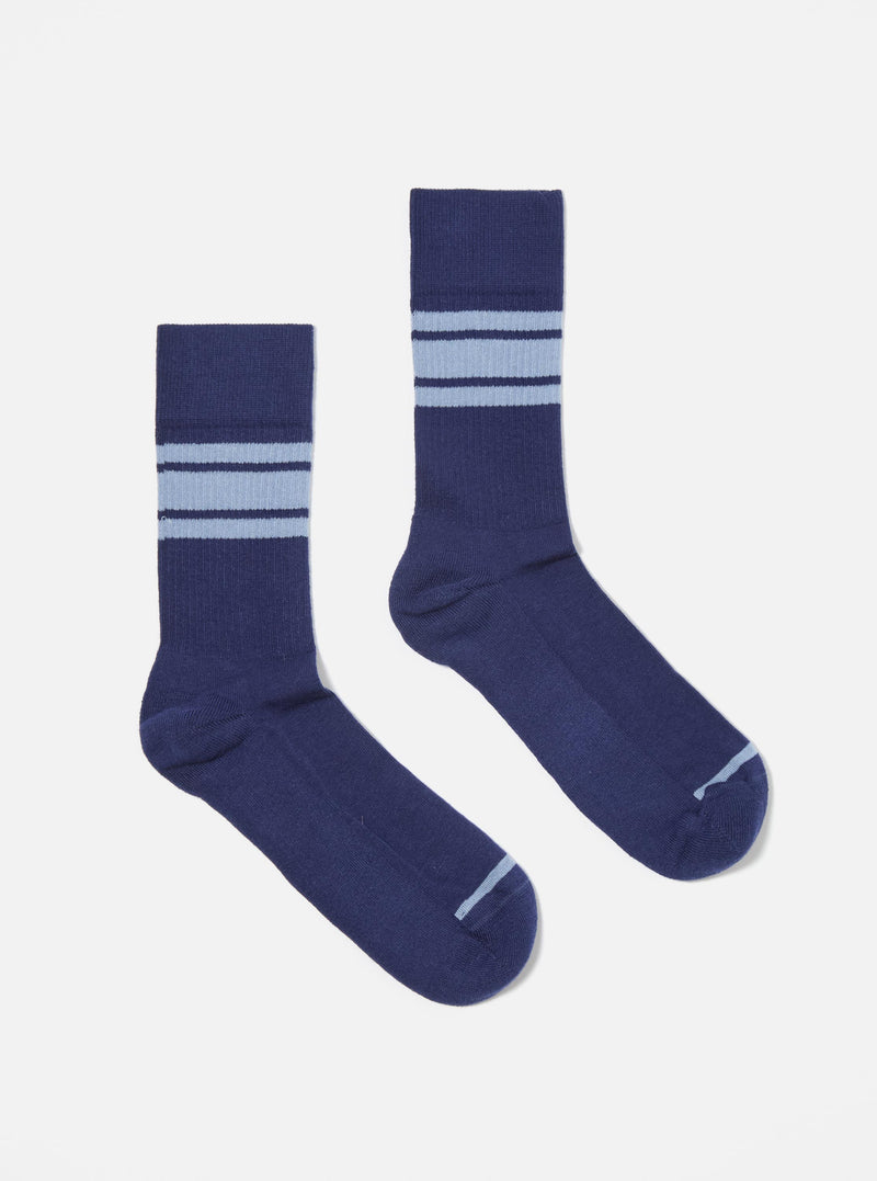 Topologie x Universal Works Navy/Blue Cotton Rib Sport Sock