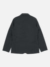 Back view of the Black Twill London Jacket on a white background. The jacket is made of black twill material and has a classic fit.