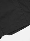 Close up of the Black Twill London Jacket showing the texture of the material and the stitching. The background is white.