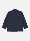 Back view of the Navy Twill Kyoto Work Jacket on a white background. The jacket is a dark navy color and made of twill material.