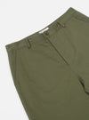 Close-up of Light Olive Twill Military Chino pants on a white background. The twill fabric and fit are clearly visible.