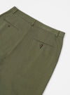 Close-up of the light olive twill military chino, showcasing the back pockets and material texture on a white background.