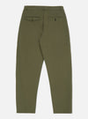 The Light Olive Twill Curved Pant, displayed on a white background. The pants are olive green, made of twill, and have a curved fit. Back pockets are visible.