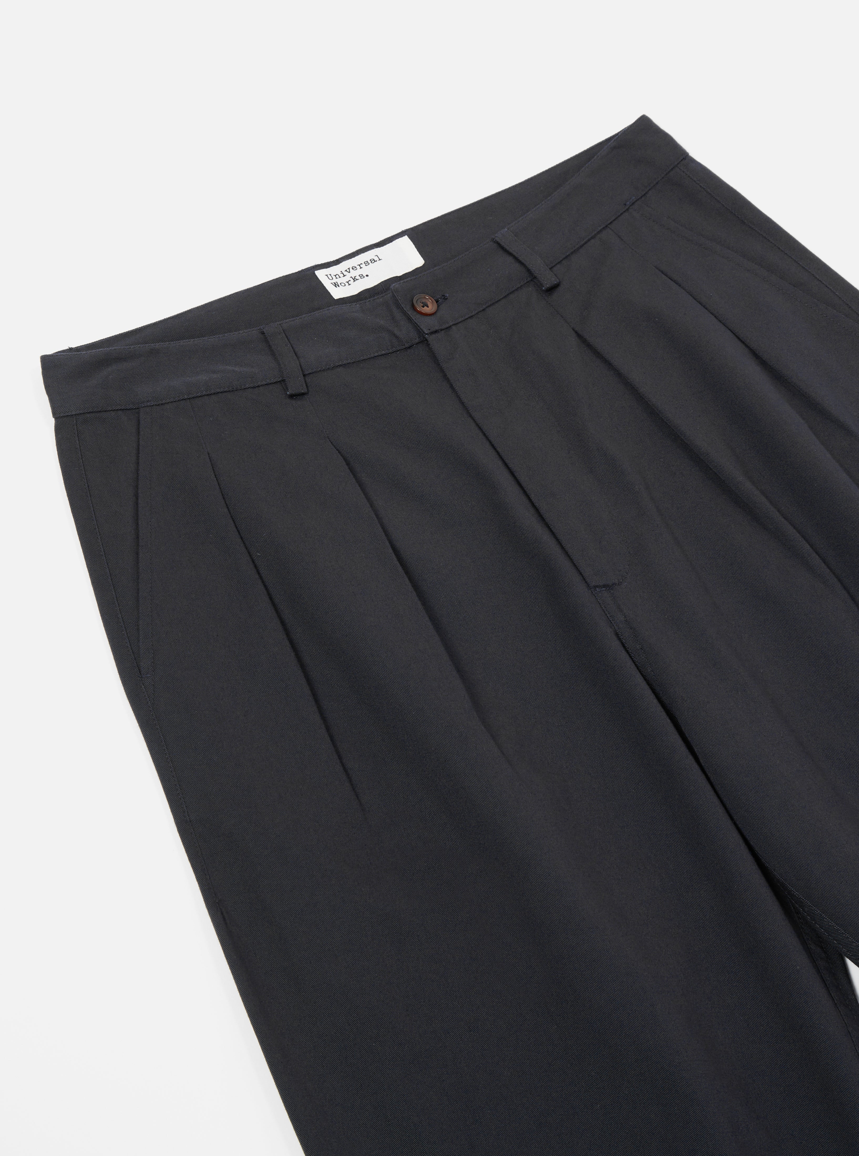 Black Twill Double Pleat Pant – Universal Works