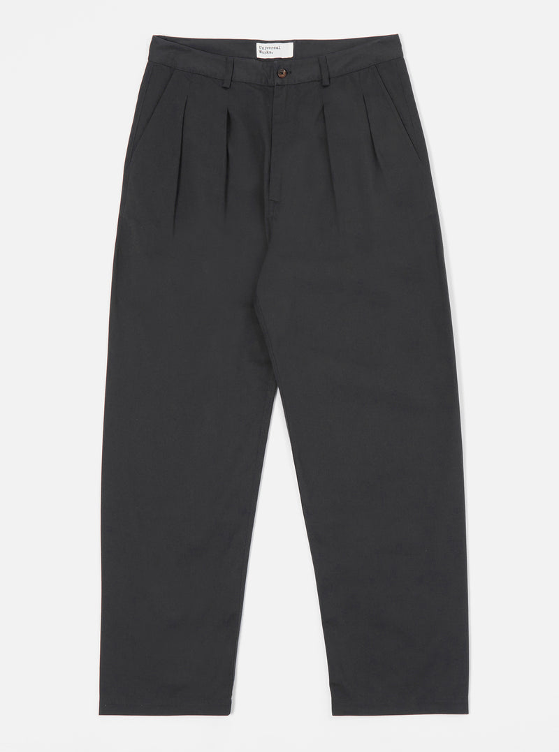 Black Twill Double Pleat Pant