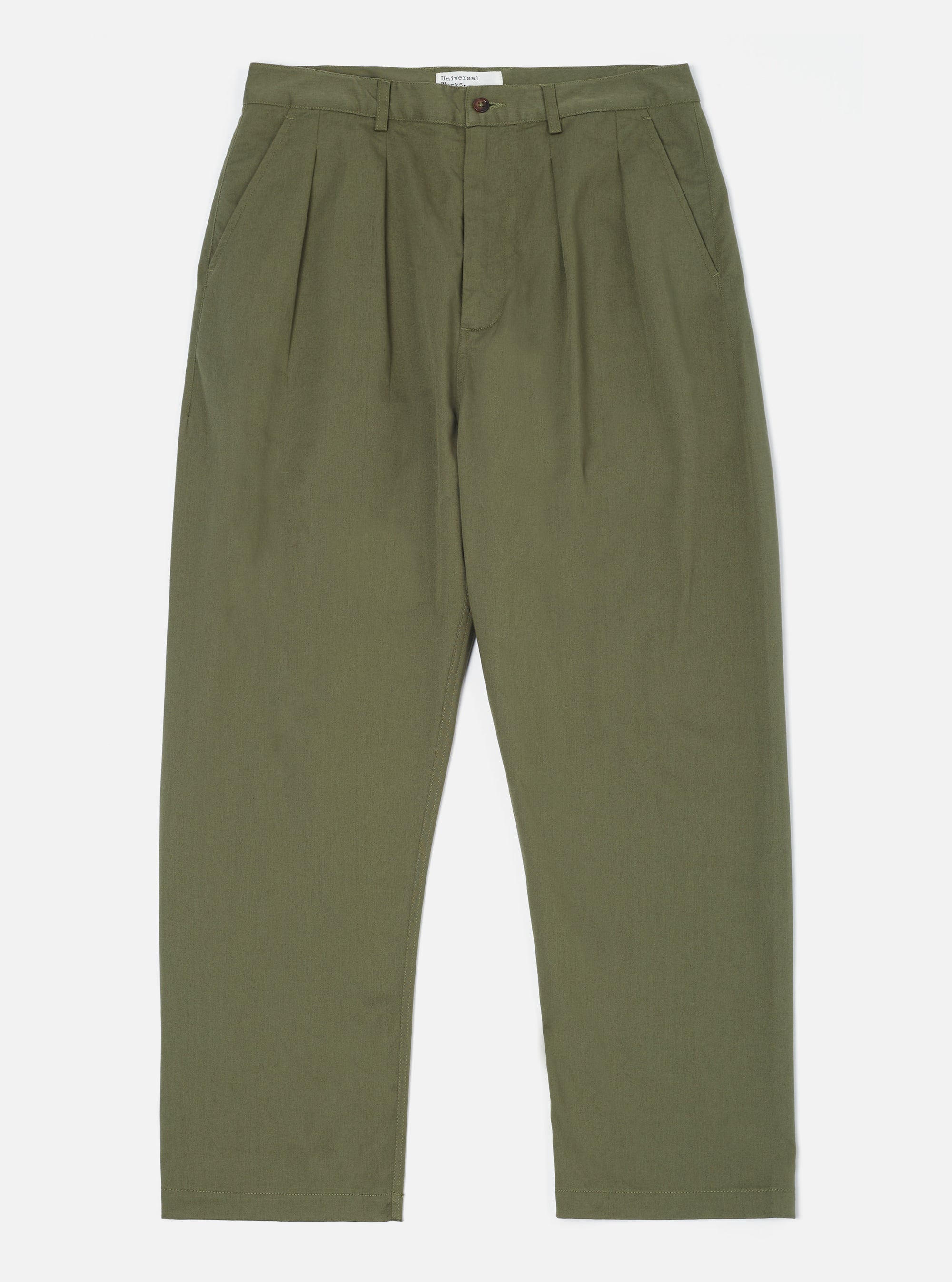 Light Olive Twill Double Pleat Pant