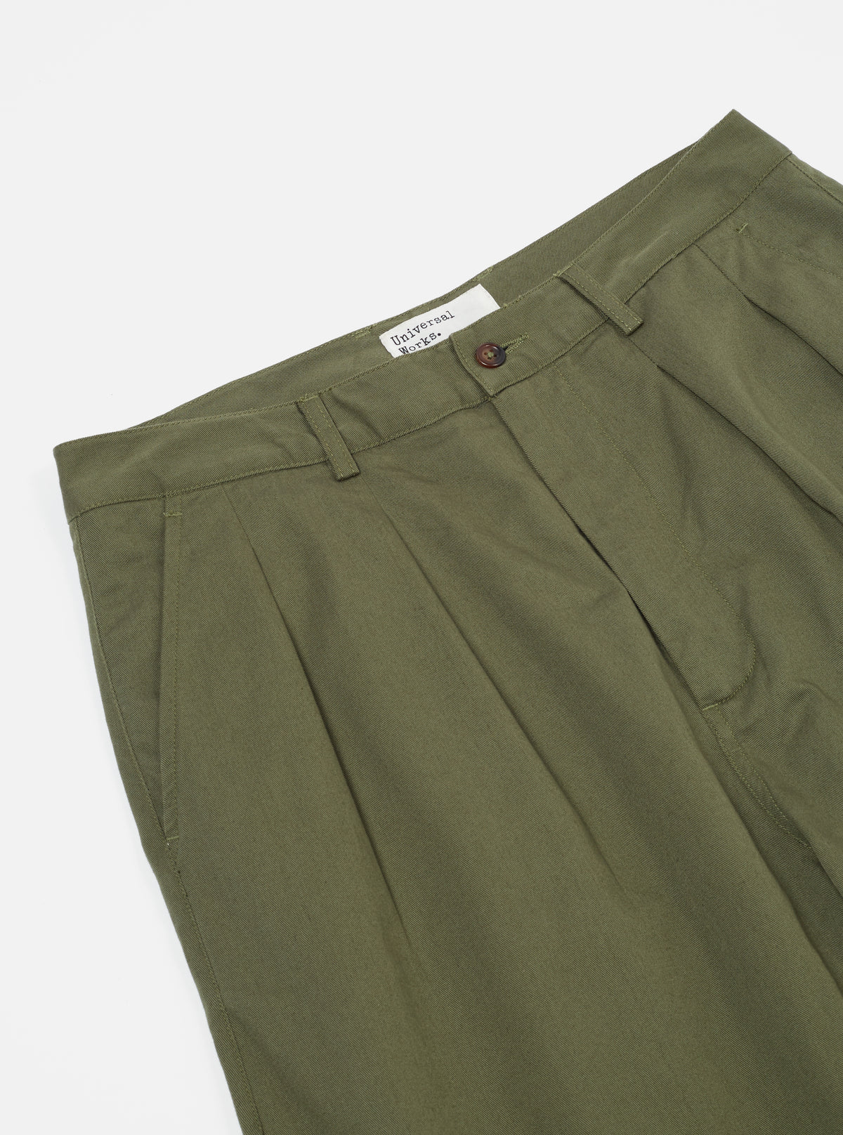 Light Olive Twill Double Pleat Pant
