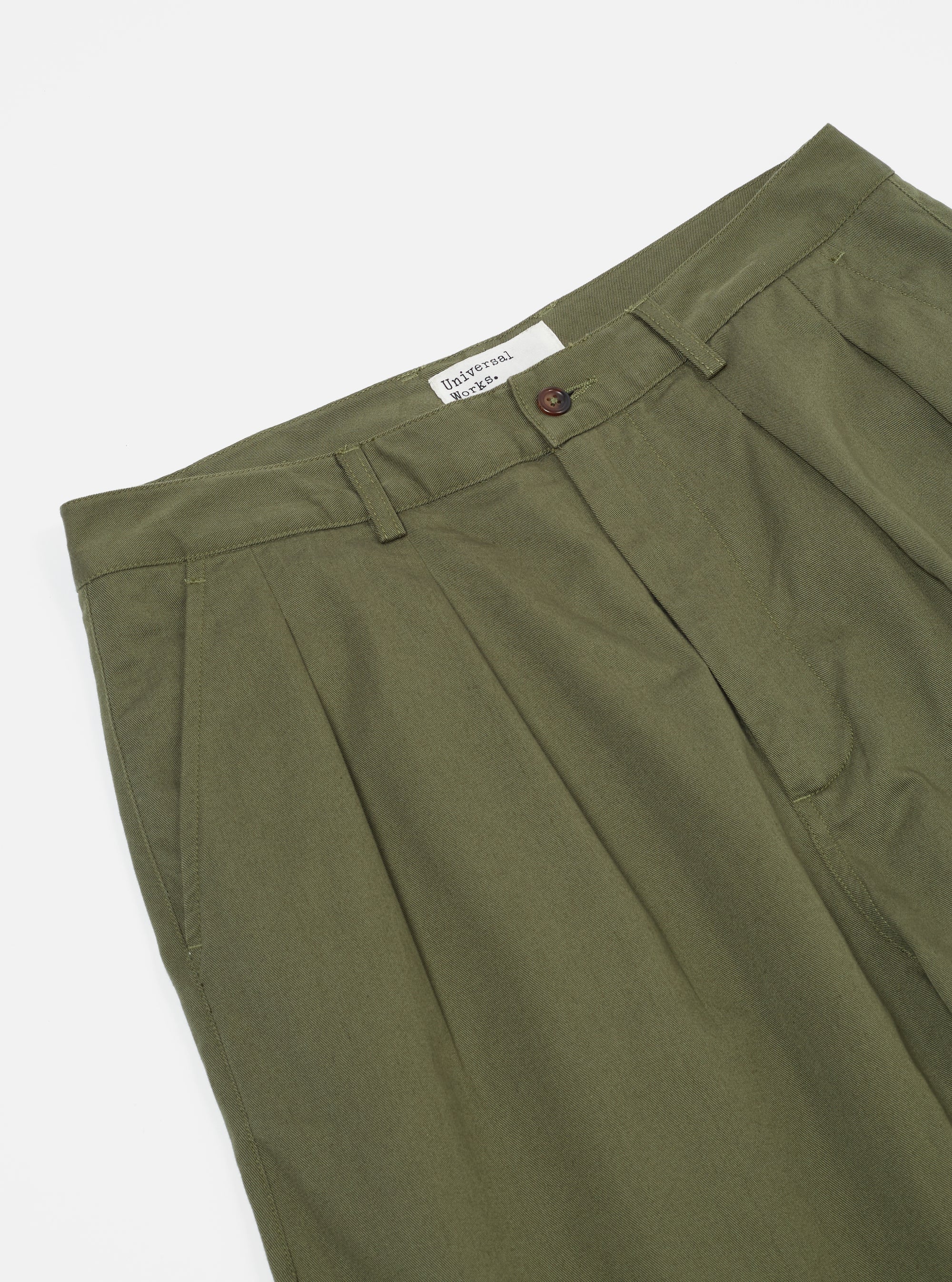 Light Olive Twill Double Pleat Pant