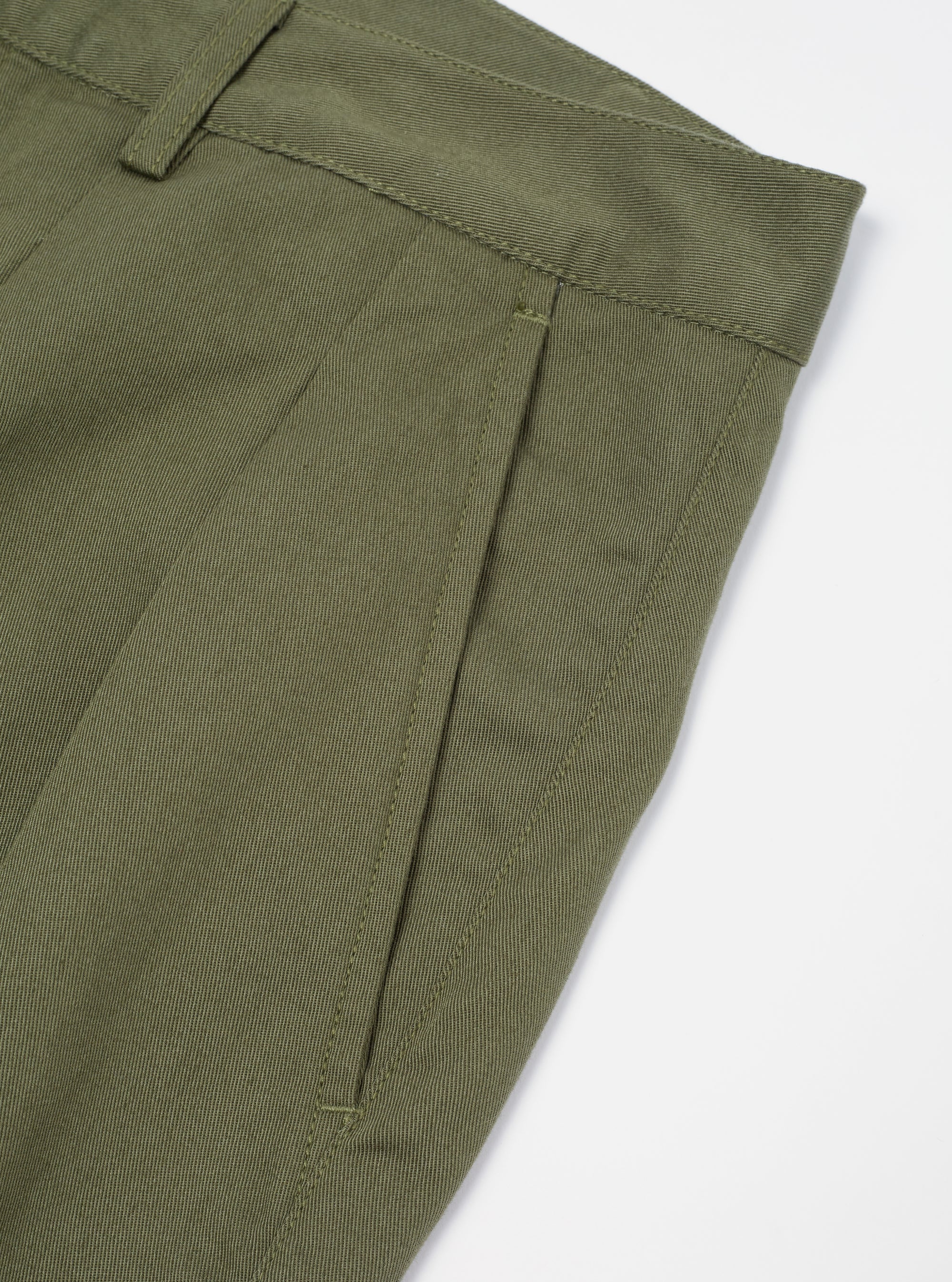 Light Olive Twill Double Pleat Pant