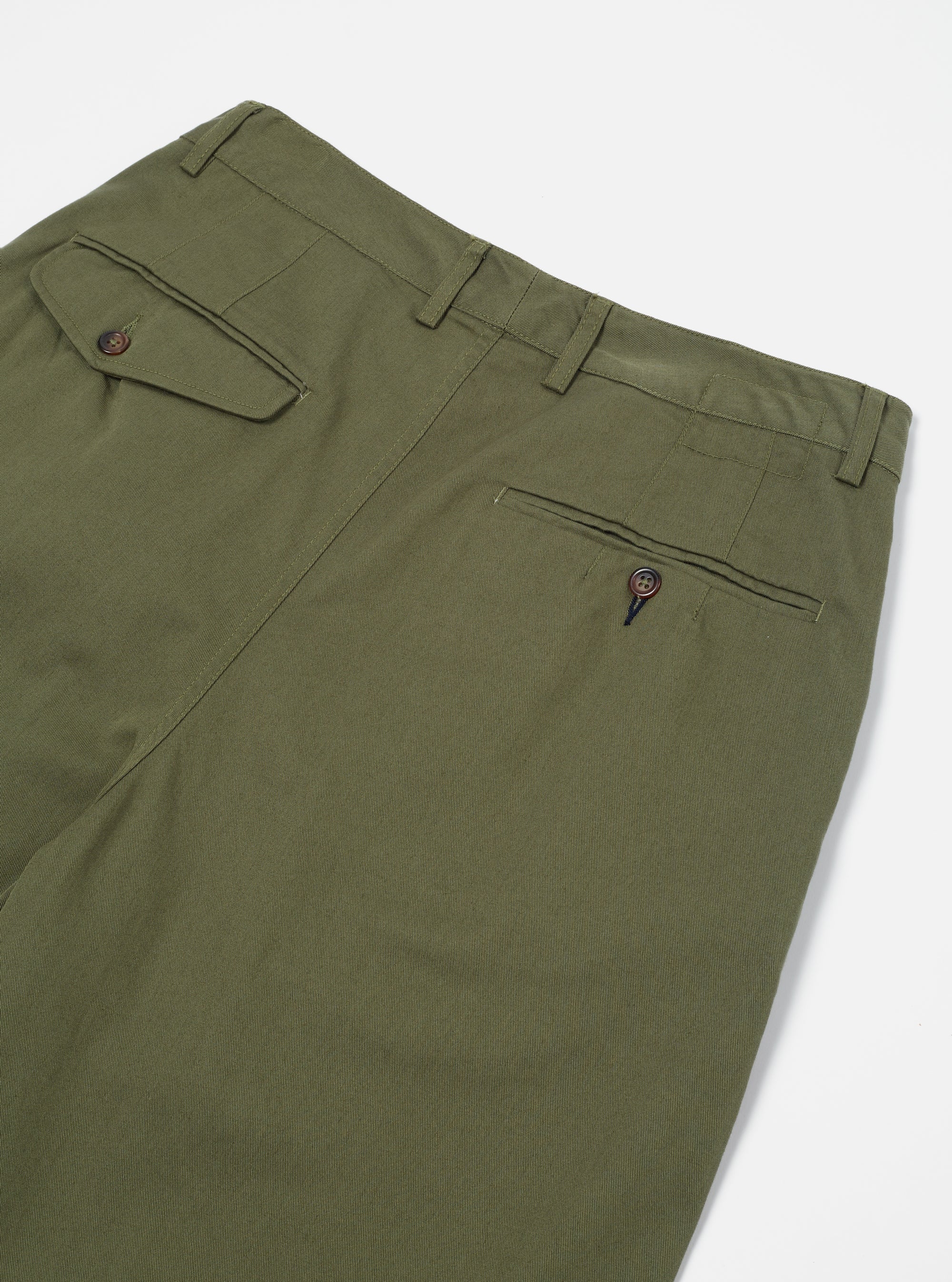 Light Olive Twill Double Pleat Pant