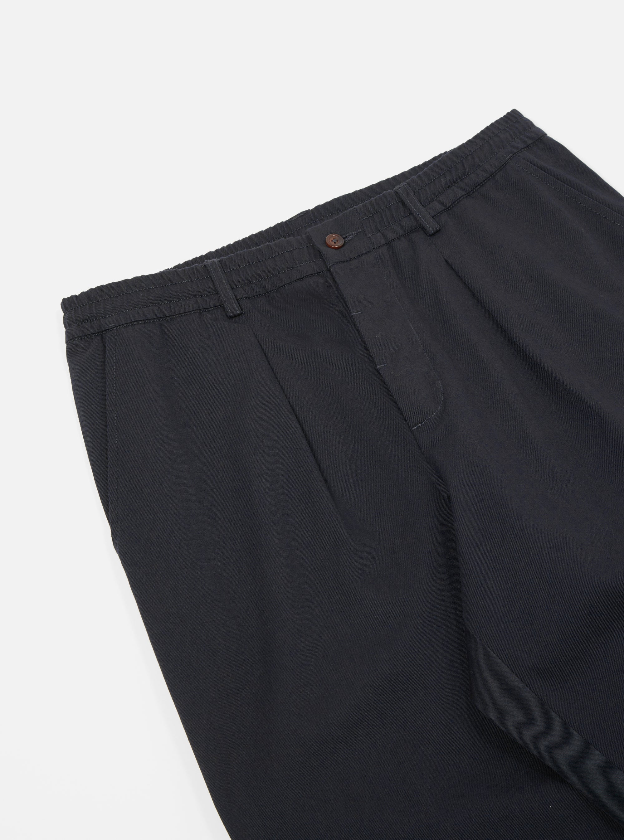 Black Twill Pleated Track Pant