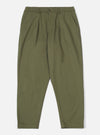 The Light Olive Twill Pleated Track Pant is displayed on a white background. These pants are a light olive color and have a pleated design.