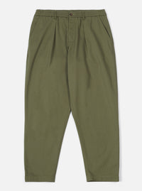 Light Olive Twill Pleated Track Pant