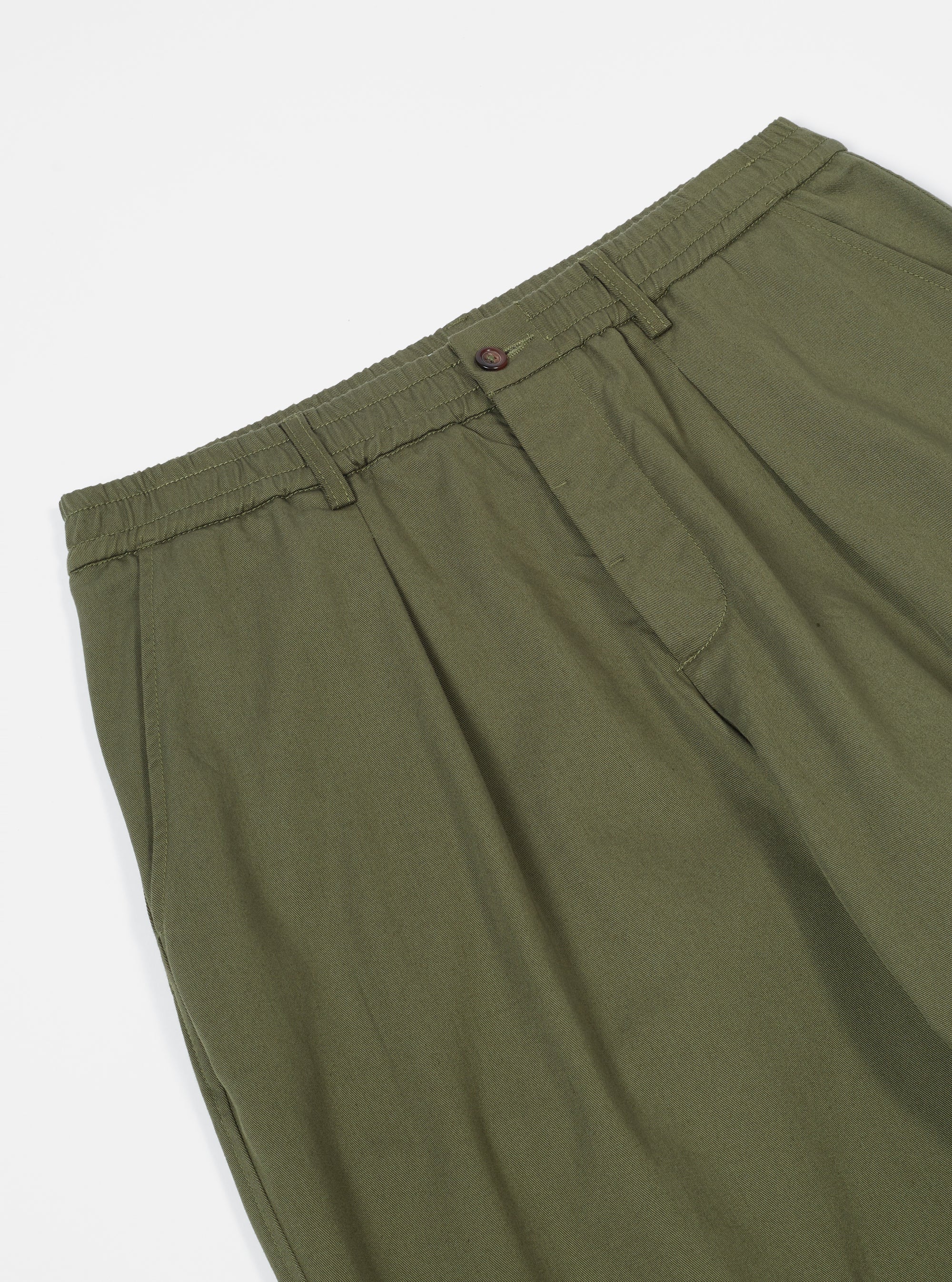 Light Olive Twill Pleated Track Pant