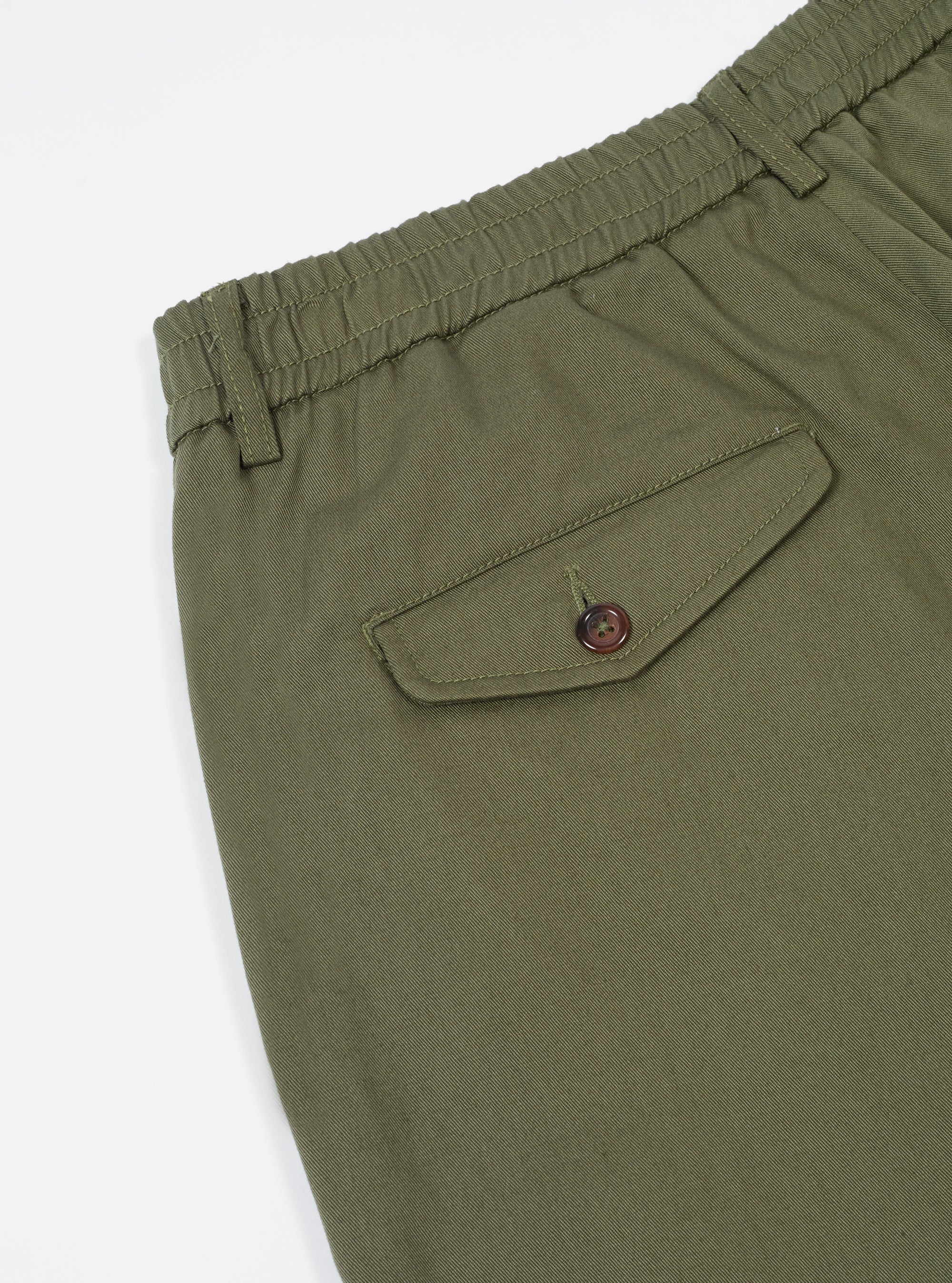 Light Olive Twill Pleated Track Pant