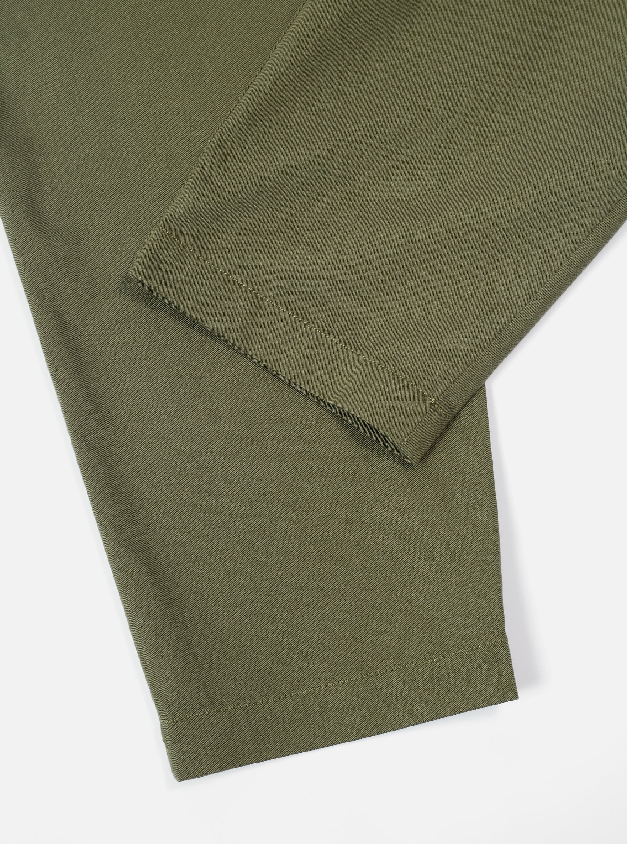 Light Olive Twill Pleated Track Pant