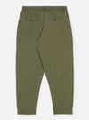 Back view of Light Olive Twill Pleated Track Pant on a white background. The pants have a relaxed fit and visible back pockets with button closures.