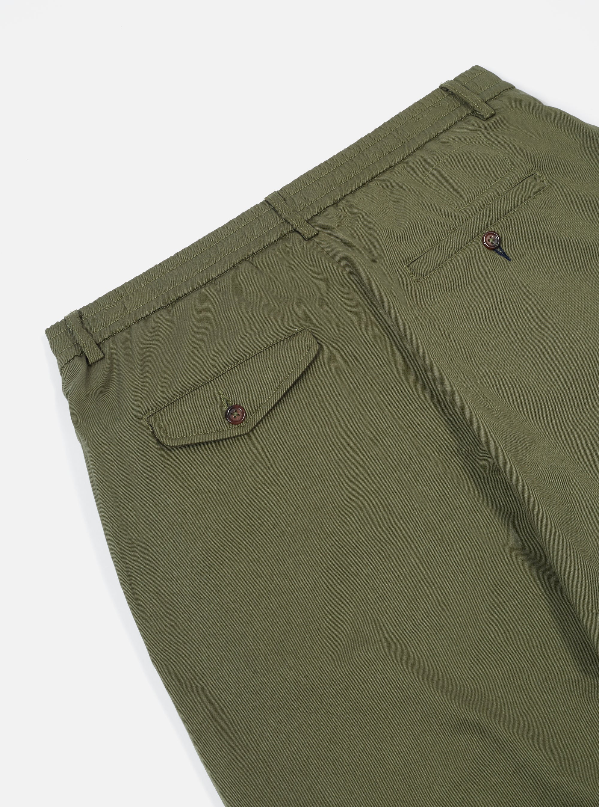 Light Olive Twill Pleated Track Pant