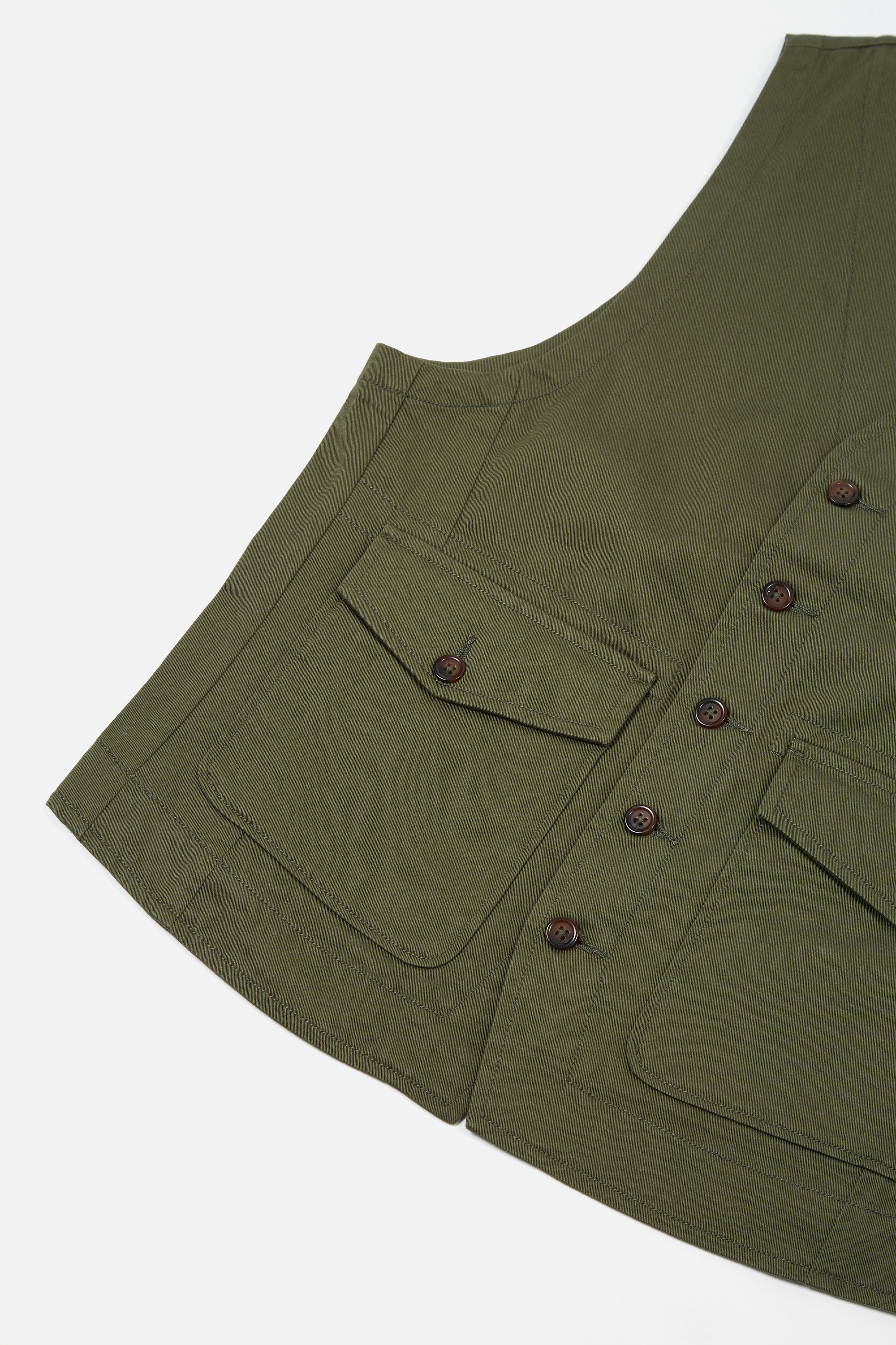 Light Olive Twill Field Waistcoat
