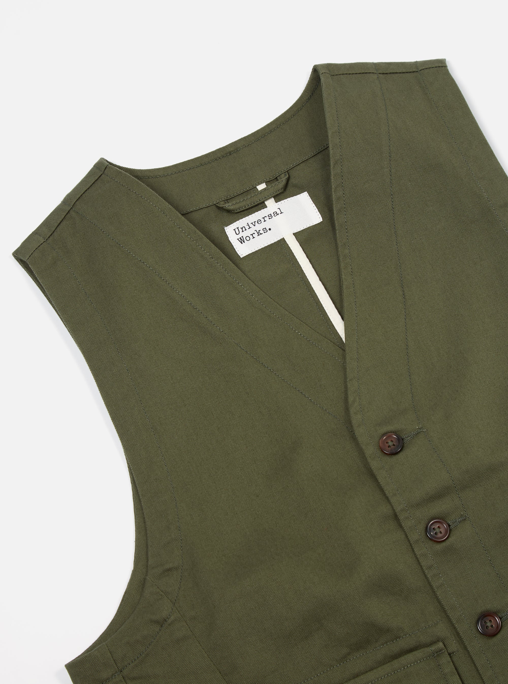 Light Olive Twill Field Waistcoat