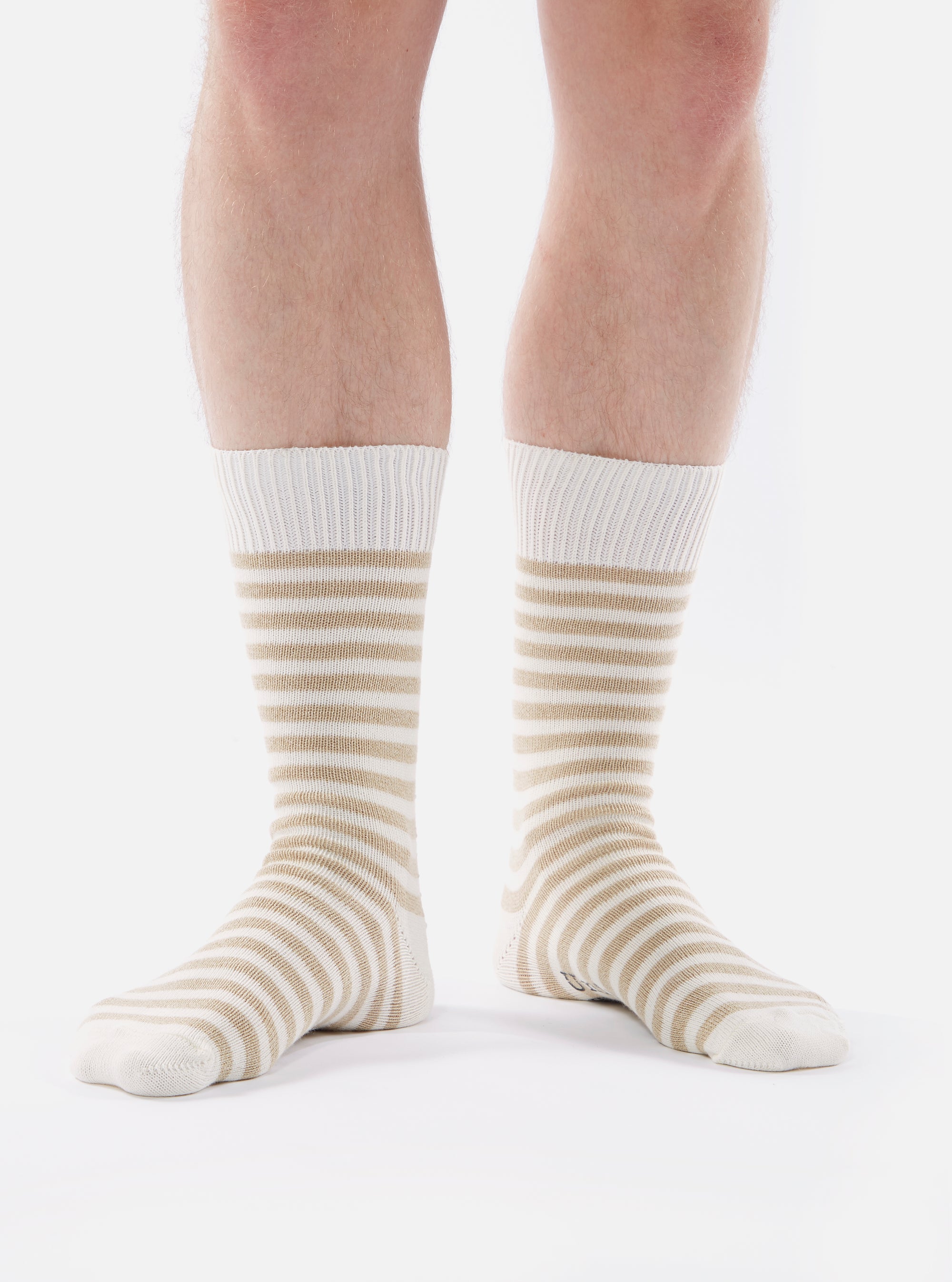Ecru Cotton Stripe Sock