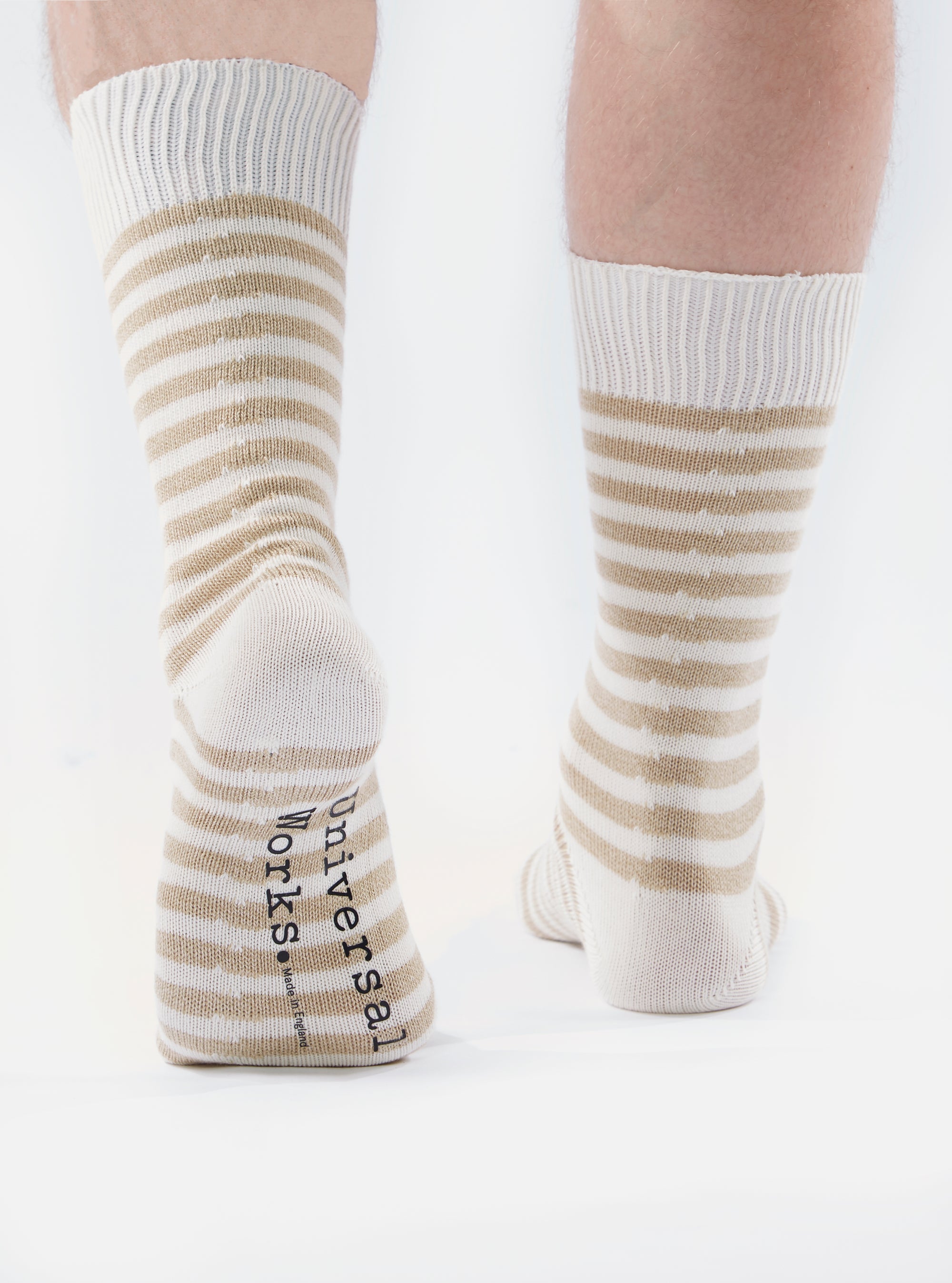Ecru Cotton Stripe Sock
