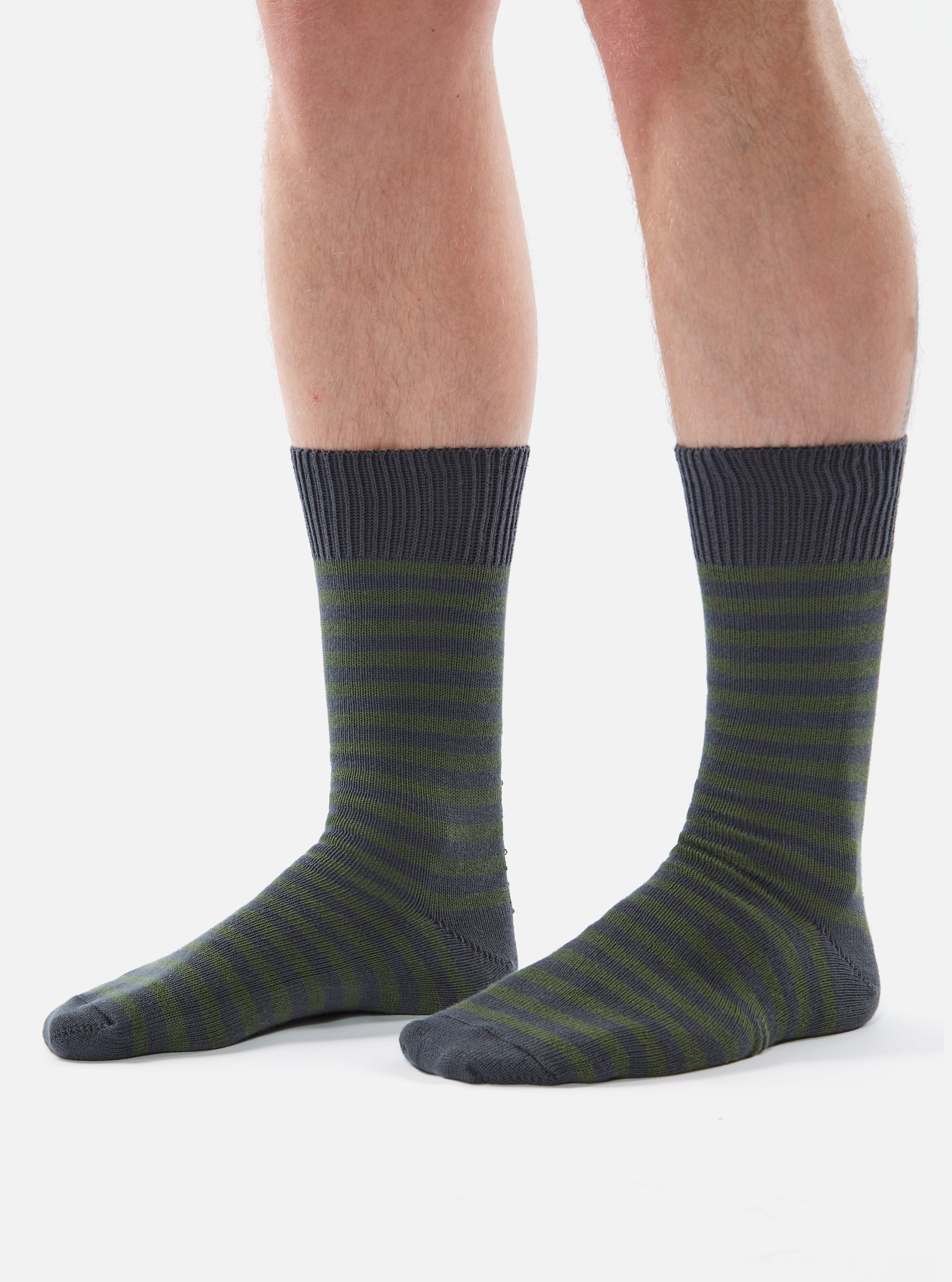 Grey Cotton Stripe Sock