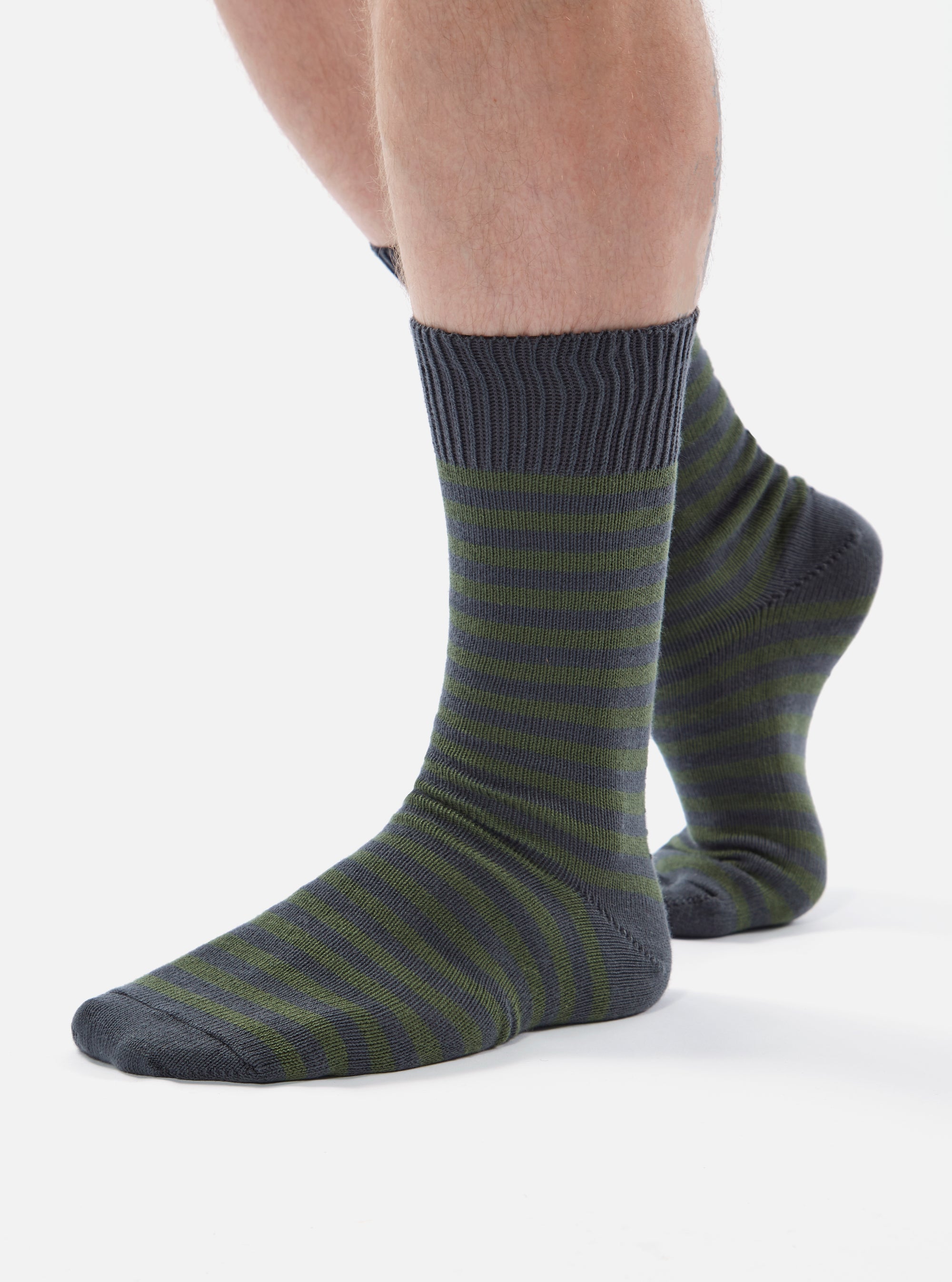 Grey Cotton Stripe Sock