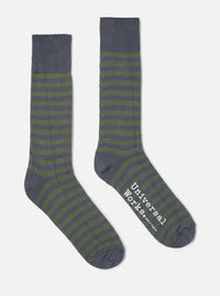 Grey Cotton Stripe Sock