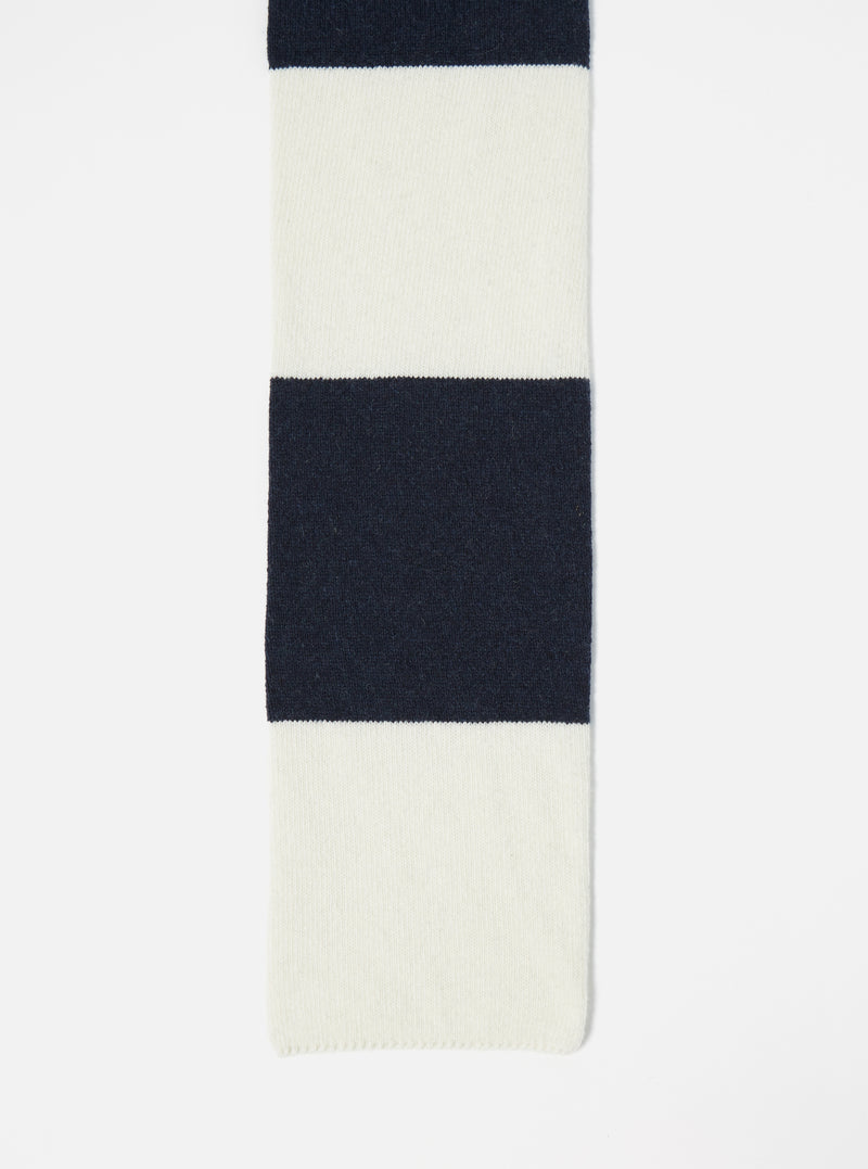 Navy/Ecru Soft Wool Deluxe Football Scarf