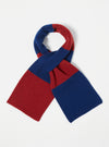 Close-up of a Red/Blue Soft Wool Deluxe Football Scarf on a white background. The scarf is folded in a loop, showing the alternating red and blue stripes.