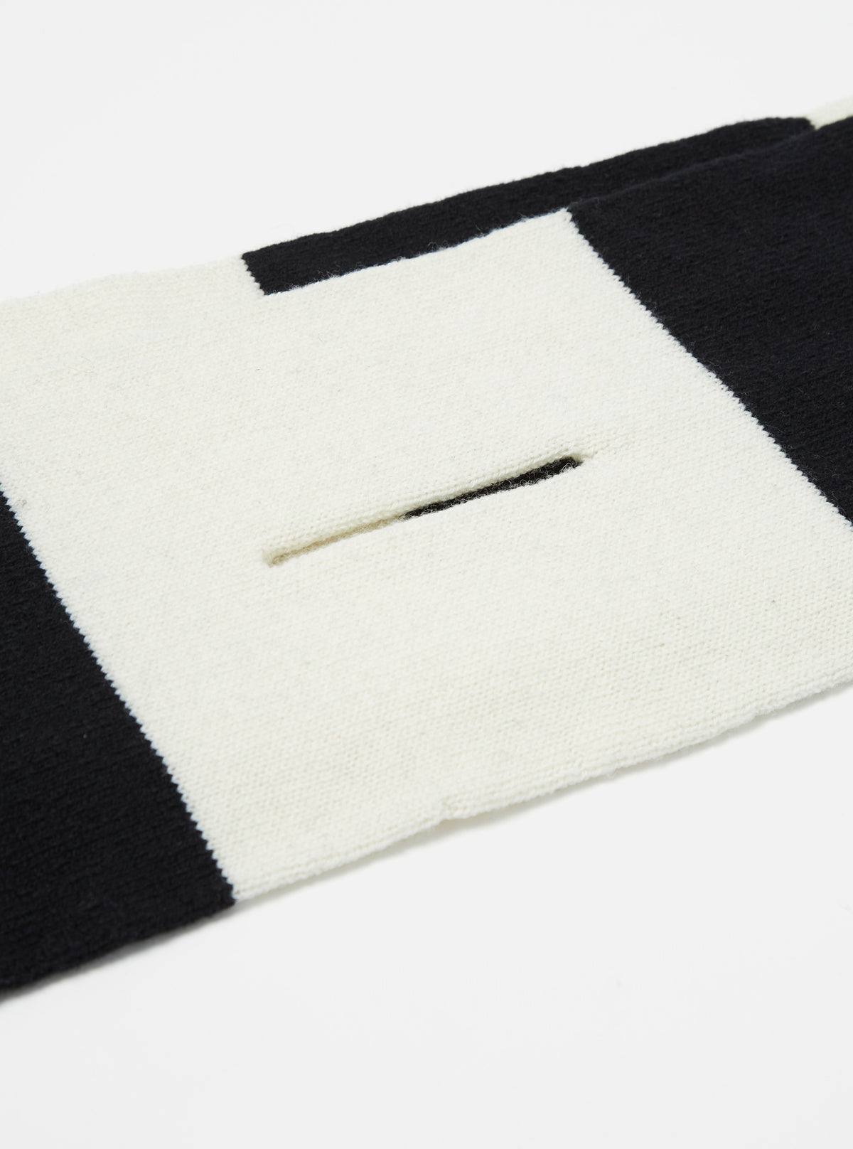 Ecru/Black Soft Wool Deluxe Football Scarf