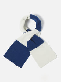 Ecru/Blue Soft Wool Deluxe Football Scarf