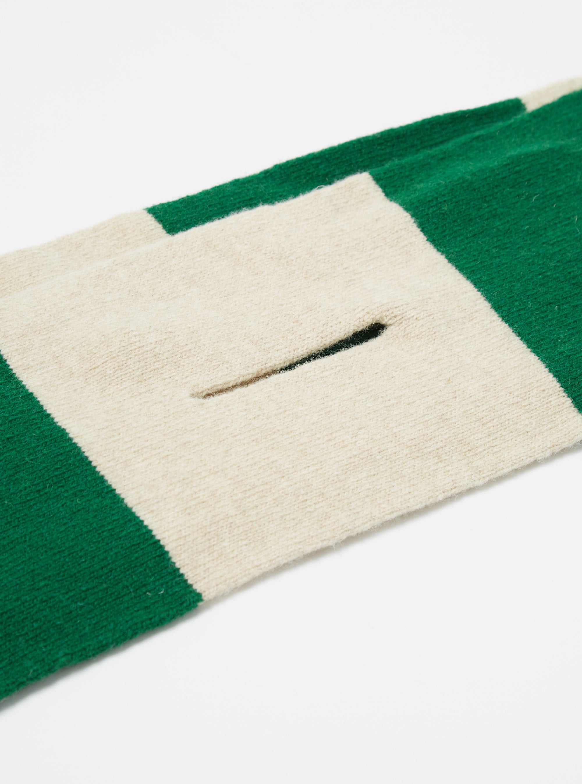 Beige/Green Soft Wool Deluxe Football Scarf