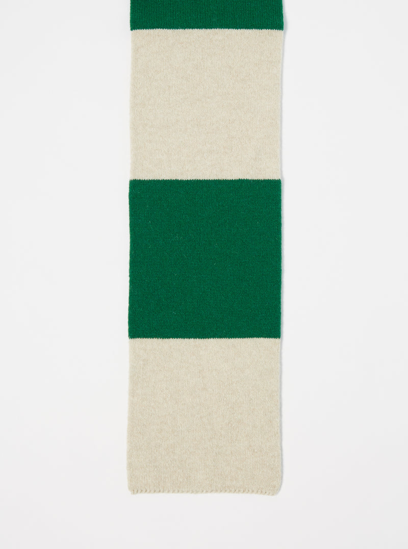Beige/Green Soft Wool Deluxe Football Scarf