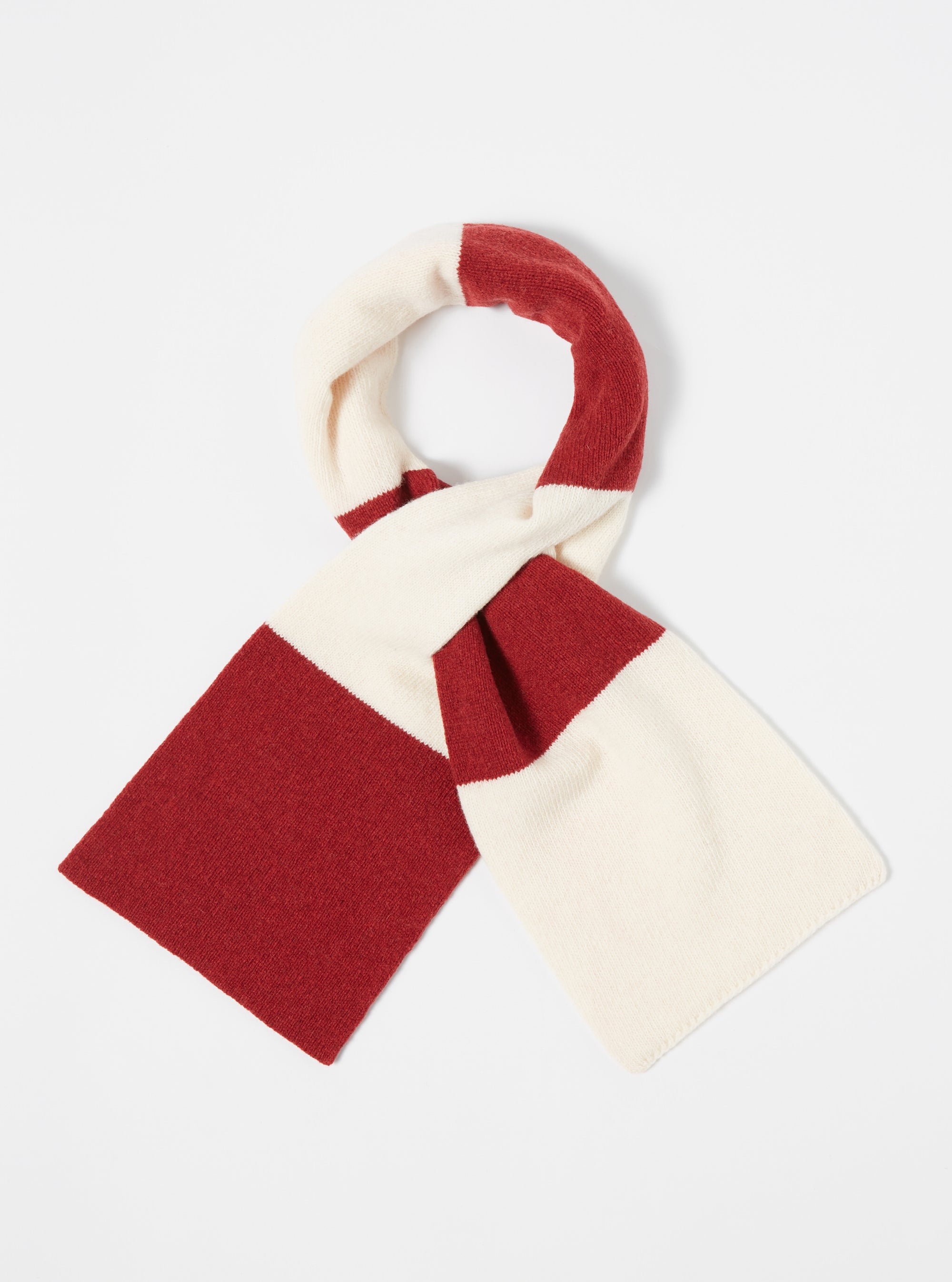 Ecru/Red Soft Wool Deluxe Football Scarf