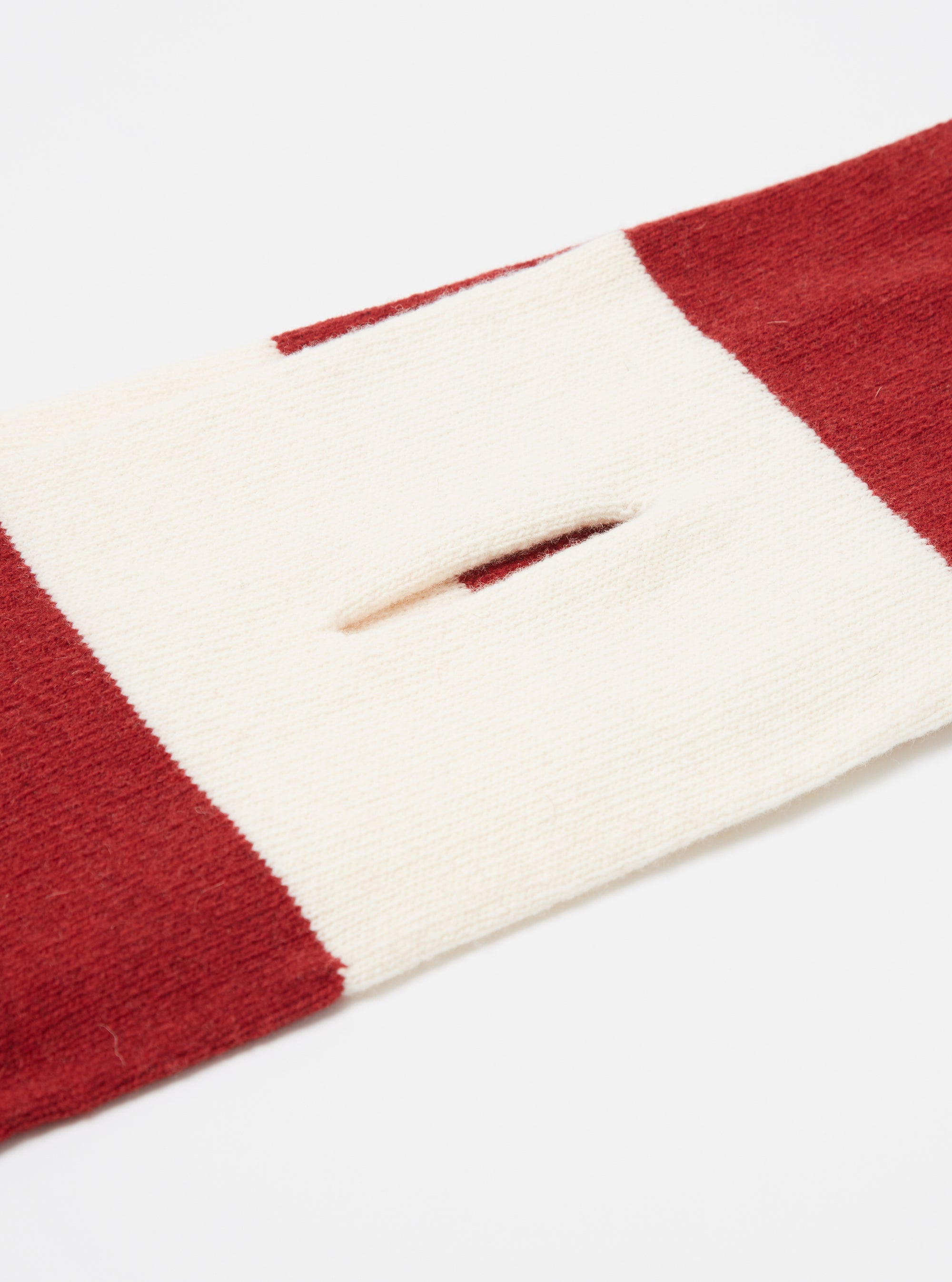 Ecru/Red Soft Wool Deluxe Football Scarf