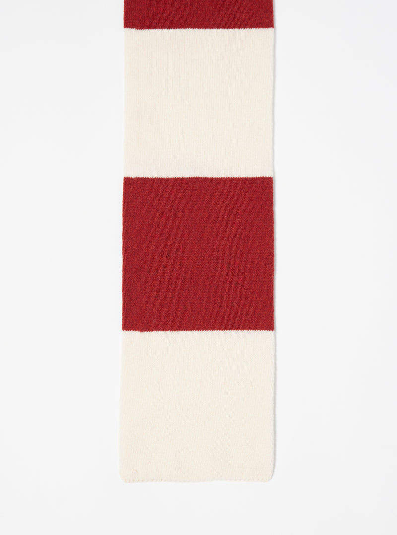 Ecru/Red Soft Wool Deluxe Football Scarf