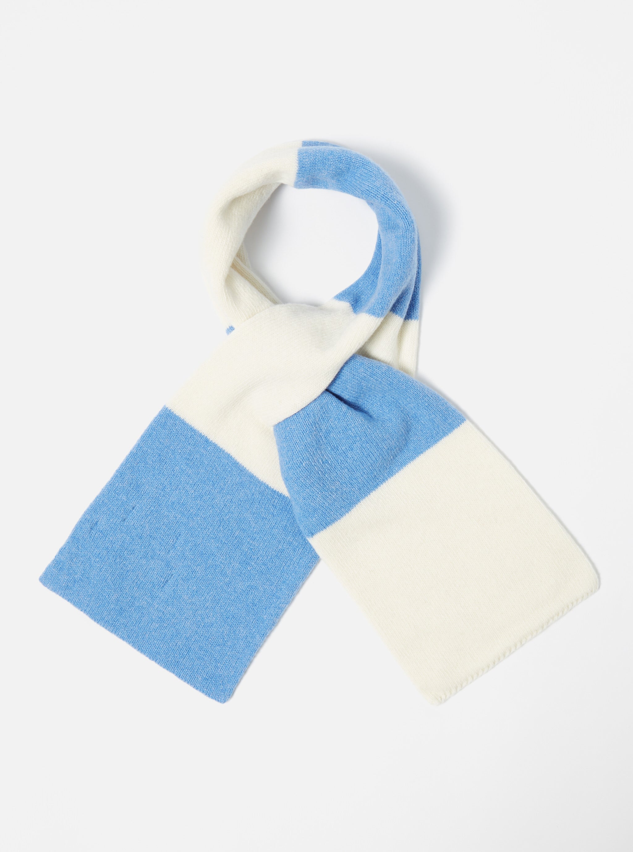 Ecru/Blue Soft Wool Deluxe Football Scarf – Universal Works
