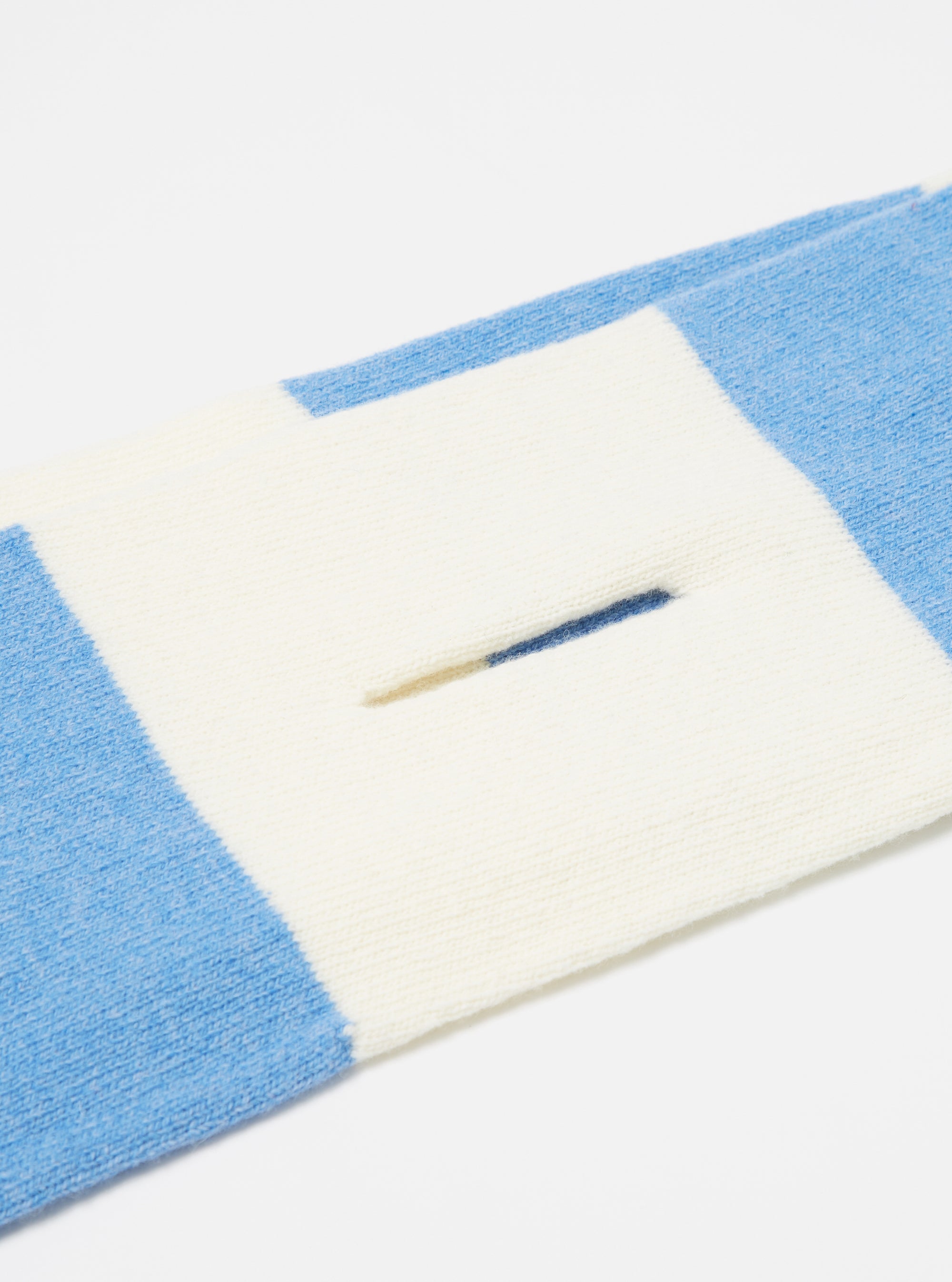 Ecru/Sky Soft Wool Deluxe Football Scarf