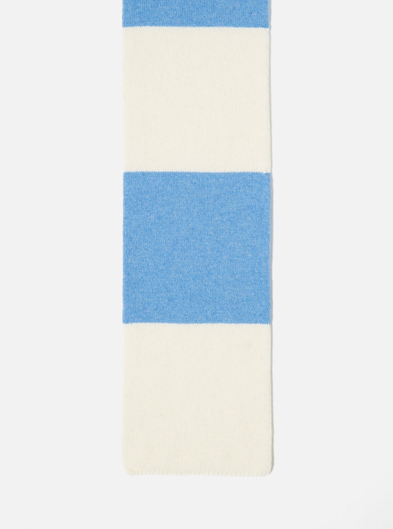 Ecru/Sky Soft Wool Deluxe Football Scarf