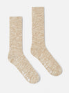 Two Dark Sand Slub Knit Slub Socks are displayed on a white background. The socks have a ribbed texture and a blend of dark sand and white yarns.