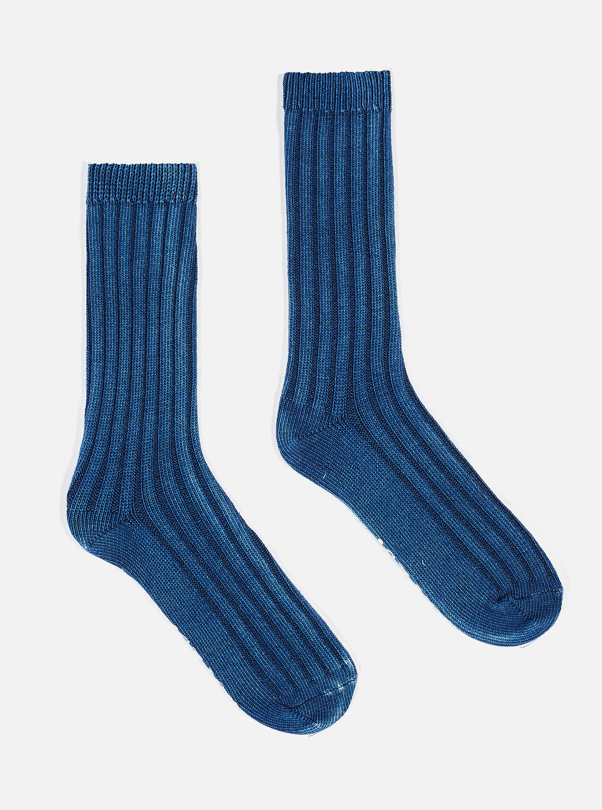 Indigo Dye Rib Knit Sock
