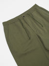 Close-up of the Light Olive Twill Hi Water Trouser on a white background, showing the elastic waistband, drawstring, and twill fabric.