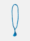 The Hanami of Rome Bandana Necklace/Bracelet #5 is blue and white. The necklace is on a white background.