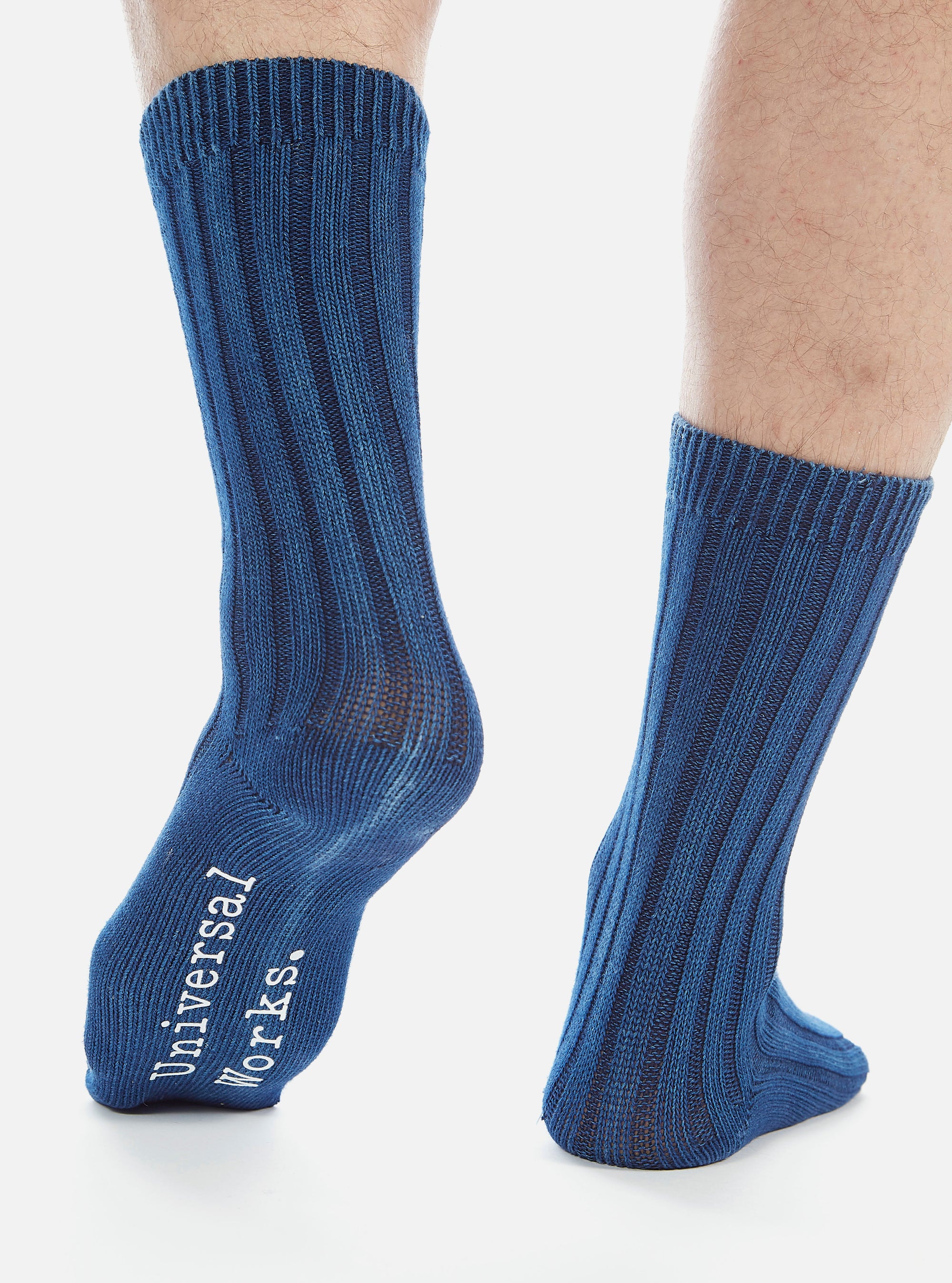 Indigo Dye Rib Knit Sock